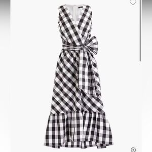 J. Crew Black and White Gingham Maxi Dress